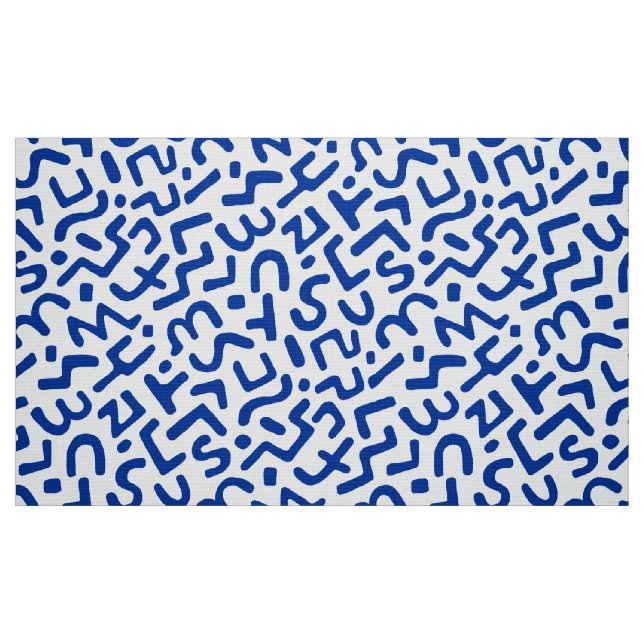 Abstract Pattern 170822 - Navy Blue on White Fabric (Fat Quarter)