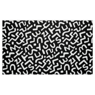 Abstract Pattern 170822 - White on Black Fabric