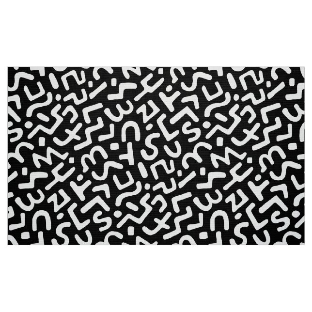 Abstract Pattern 170822 - White on Black Fabric (Fat Quarter)