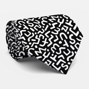 Abstract Pattern 170822 - White on Black Tie