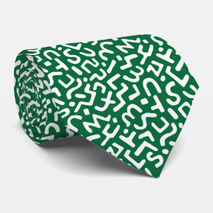 Abstract Pattern 170822 - White on Forest Green Tie