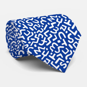 Abstract Pattern 170822 - White on Navy Blue Tie