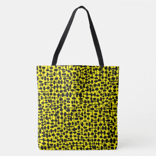 Abstract pattern 190621 Black and Bright Yellow Tote Bag