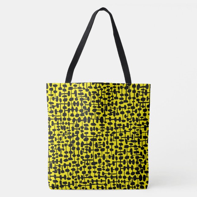 Abstract pattern 190621 Black and Bright Yellow Tote Bag (Front)