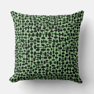 Abstract pattern 190621 Black on Sage Cushion