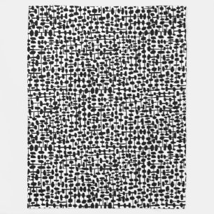 Abstract pattern 190621 Black on White Fleece Blanket