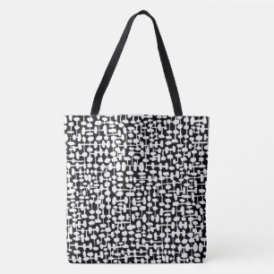 Abstract pattern 190621 White on Black Tote Bag