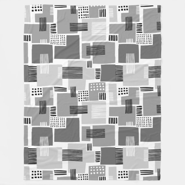 Abstract Pattern 280817 - Shades of Grey Fleece Blanket (Front)