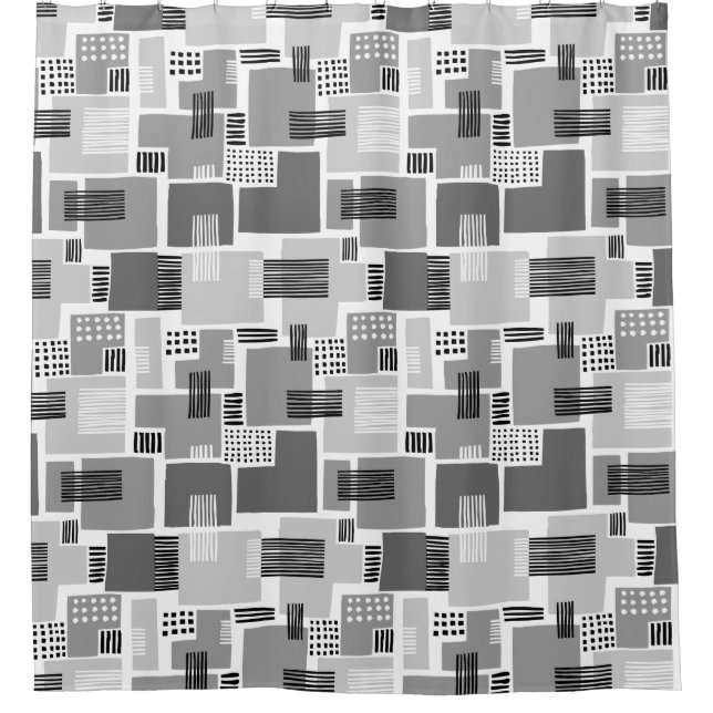 Abstract Pattern 280817 - Shades of Grey Shower Curtain (Front)