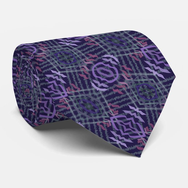 Abstract Pattern Art Of Watercolor Brushstrokes Tie (Rolled)