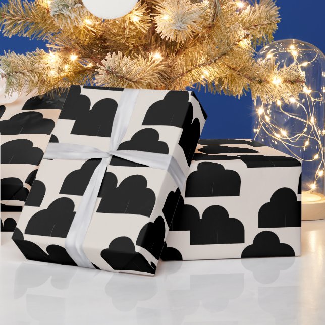 Abstract Pattern Black and Cream  Wrapping Paper (Holidays)