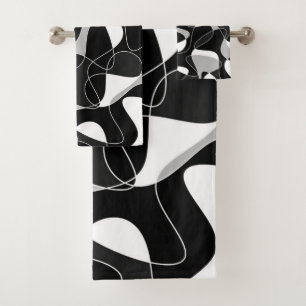 Abstract pattern - black and gray.  bath towel set