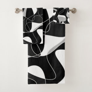 Abstract pattern - black and grey.  bath towel set