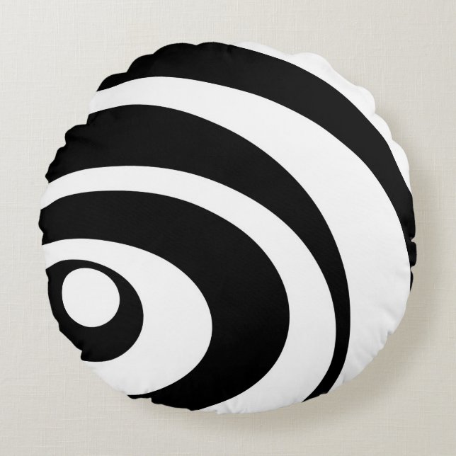 Abstract pattern - black and white. round cushion (Front)