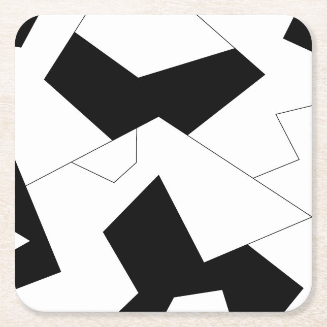 Abstract pattern - black and white square paper coaster (Front)