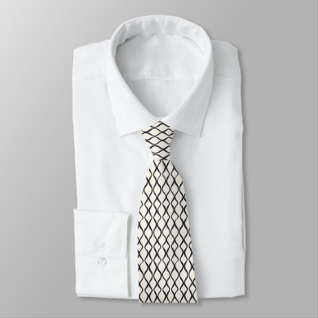 Abstract Pattern Black Beige Tie (Tied)