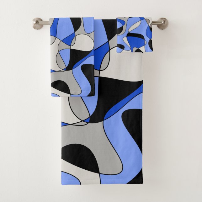 Abstract pattern - blue. bath towel set (Insitu)