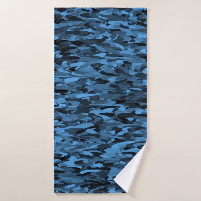 Abstract Pattern Blue Black Bath Towel (Bath Towel)