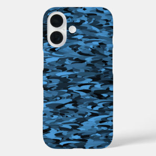 Abstract Pattern Blue Black iPhone 16 Case