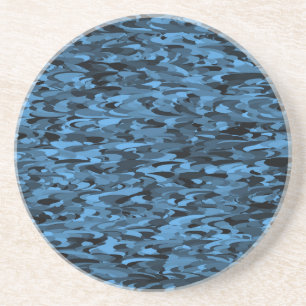 Abstract Pattern Blue Black Coaster