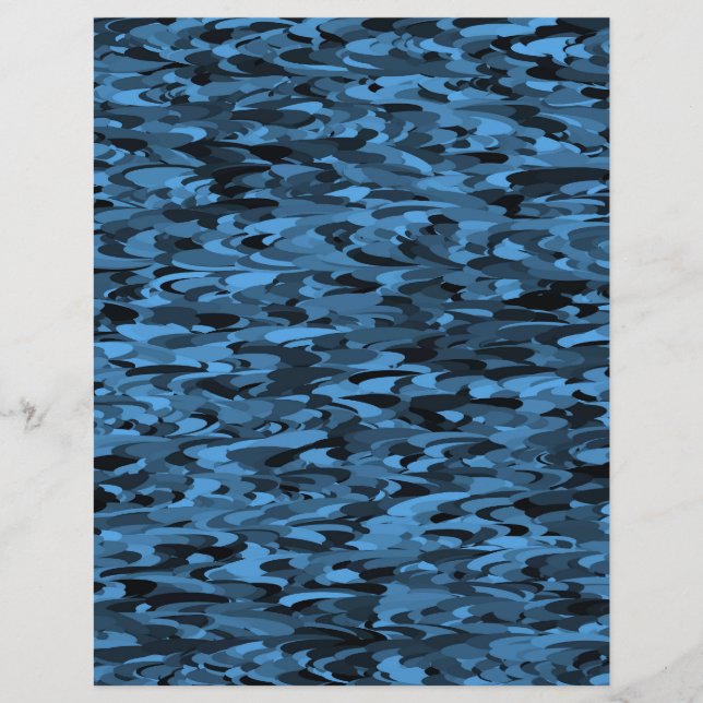 Abstract Pattern Blue Black Custom Letterhead (Front)