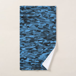Abstract Pattern Blue Black Hand Towel