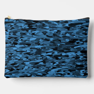 Abstract Pattern Blue Black Large Accessory Pouch