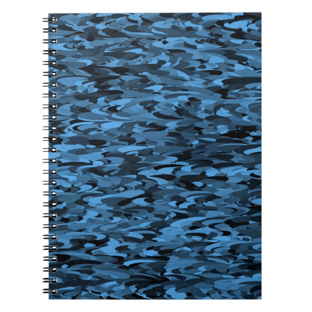 Abstract Pattern Blue Black Notebook (Front)
