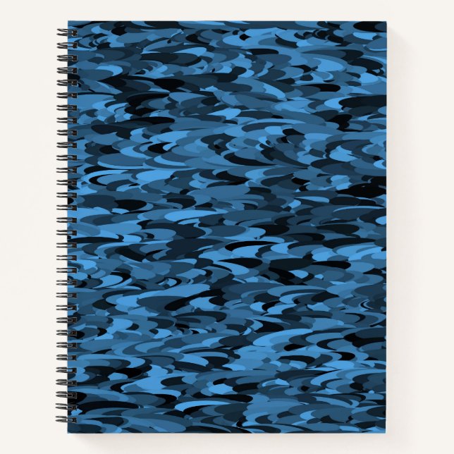 Abstract Pattern Blue Black Notebook (Front)