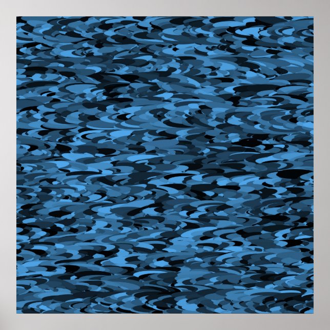 Abstract Pattern Blue Black Poster (Front)