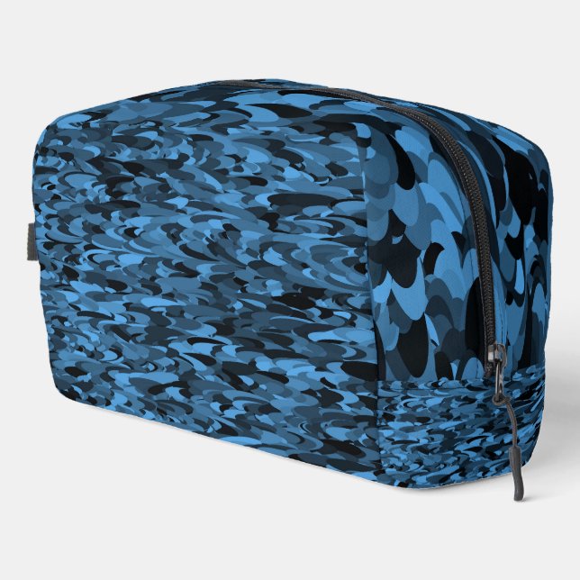 Abstract Pattern Blue Black Toiletry Bag (Right Corner)