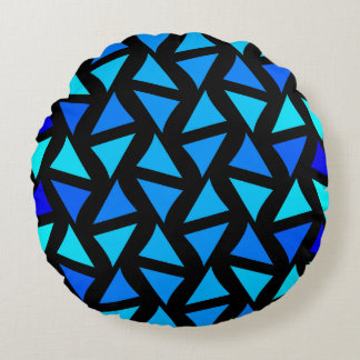 Abstract Pattern Blues Round Cushion