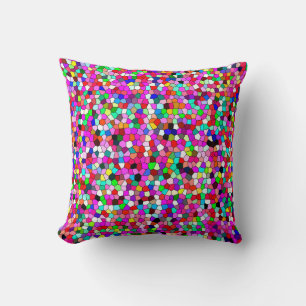 abstract pattern, coloured mosaic wallpaper, geome cushion