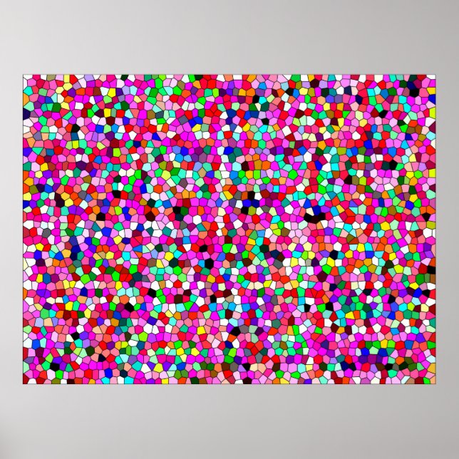 abstract pattern, coloured mosaic wallpaper, geome poster (Front)