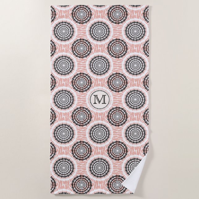 Abstract Pattern custom monogram beach towel (Front)