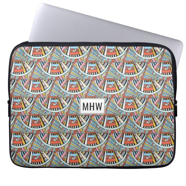 Abstract Pattern custom monogram laptop sleeves (Front)