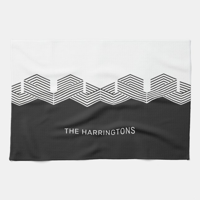 Abstract Pattern custom name / text Tea Towel (Horizontal)