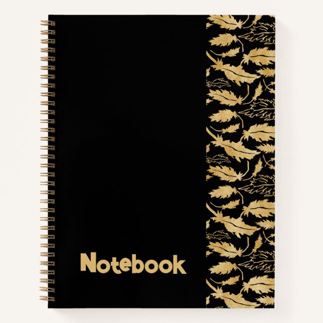 Abstract pattern feather on black Notebook (Front)