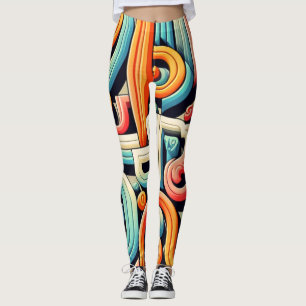 Abstract Pattern Geometric Forms Typography Leggings