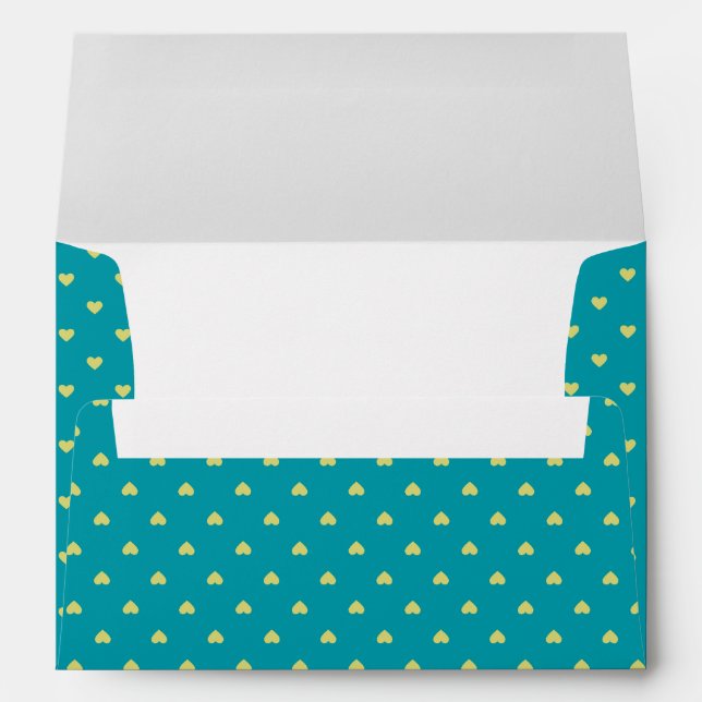Abstract Pattern Gold Heart with Blue Background Envelope (Back (Bottom))