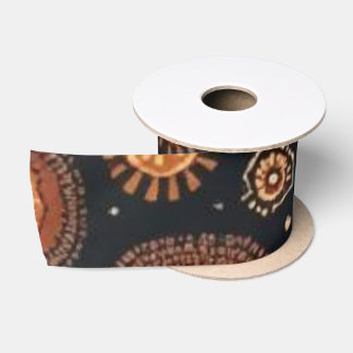 Abstract Pattern in Black, Browns, and Rust Satin Ribbon