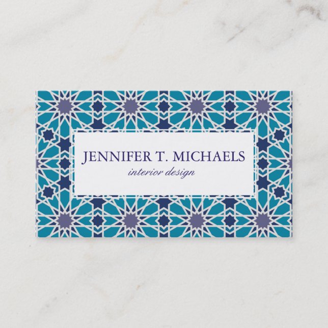 Abstract Pattern In Blue And Grey Business Card (Front)