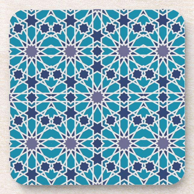 Abstract Pattern In Blue And Grey Coaster (Front)