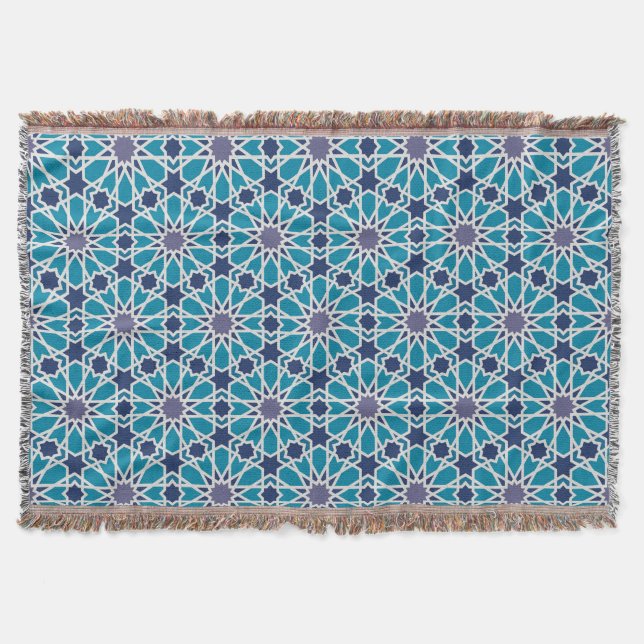 Abstract Pattern In Blue And Grey Throw Blanket (Front)