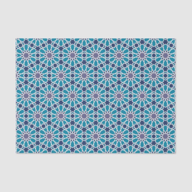 Abstract Pattern In Blue And Grey Tissue Paper (Front)