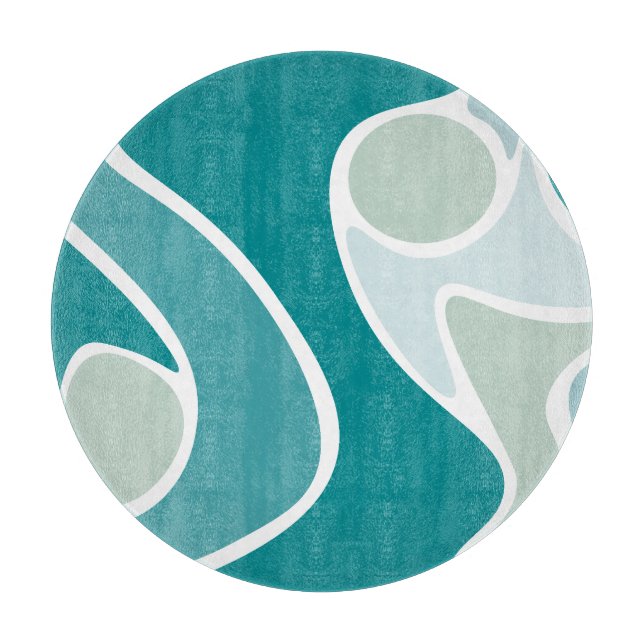 Abstract pattern in blue shades cutting board (Front)