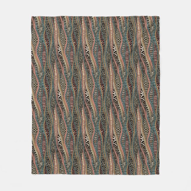 Abstract pattern in ethnic style fleece blanket (Front)