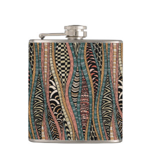 Abstract pattern in ethnic style hip flask