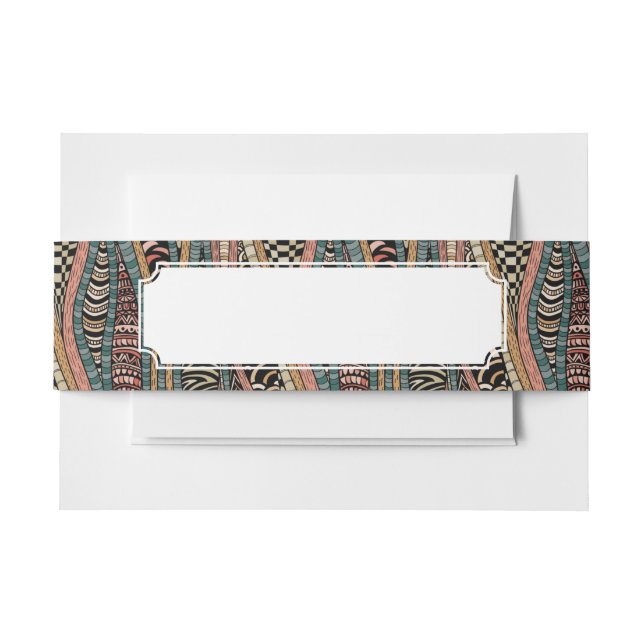 Abstract pattern in ethnic style invitation belly band (Front Example)