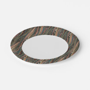Abstract pattern in ethnic style paper plate
